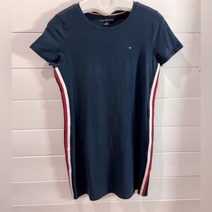 TOMMY HILFIGER – Navy T-Shirt Dress with Side Stripes – Size S